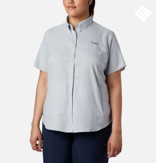 Camasa Columbia PFG Tamiami II Scurte Sleeve Dama Gri Deschis | Plus Size QV81SAZQM